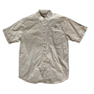 Winners Circle Men’s L Dale Earnhardt Jr #8 Button Up Shop Shirt Tan Bud Racing